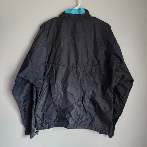 Vintage Nike Black Blue Half Zip Windbreaker Pullover Nylon Jacket Sz L